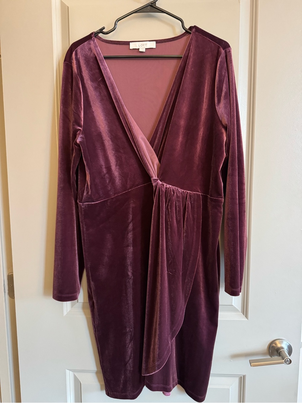 LOFT Velvet Wrap Dress in Plum